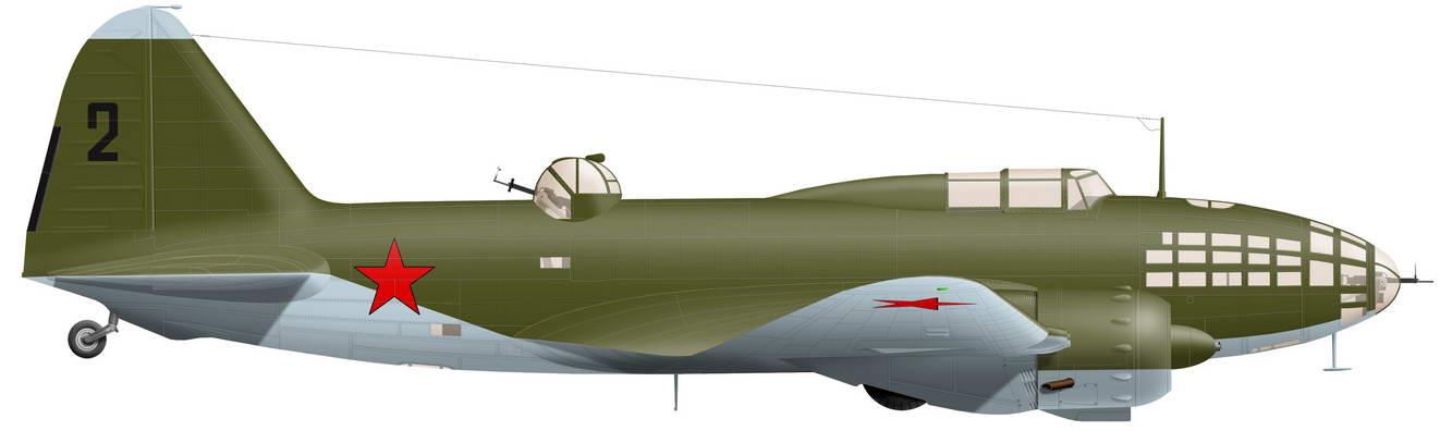 wwII profile USSR aircraft identification mark bmr Il-4.