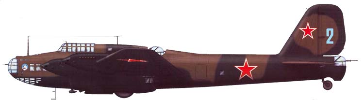 Long-range heavy bomber Pe-8 (TB-7) of 890 APDD
