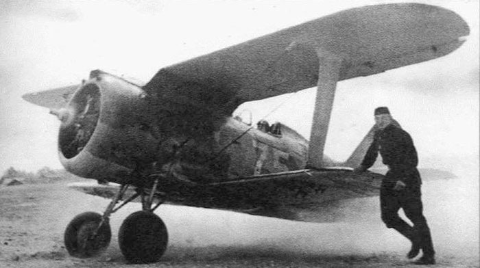 Russian Gull warplane in combat. I153 bort numbers photograhy.
