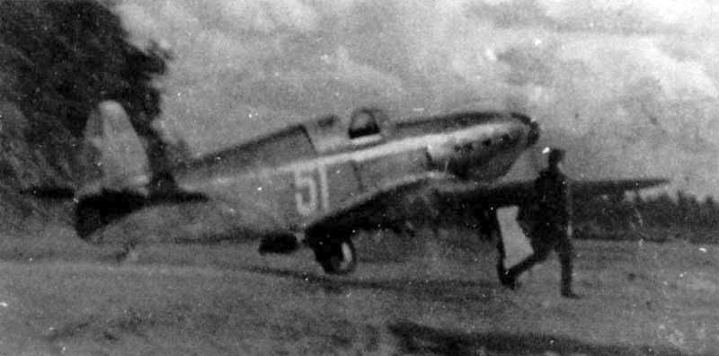 Jak-1 identification mark ftr in combat. WWII Russian navy plane