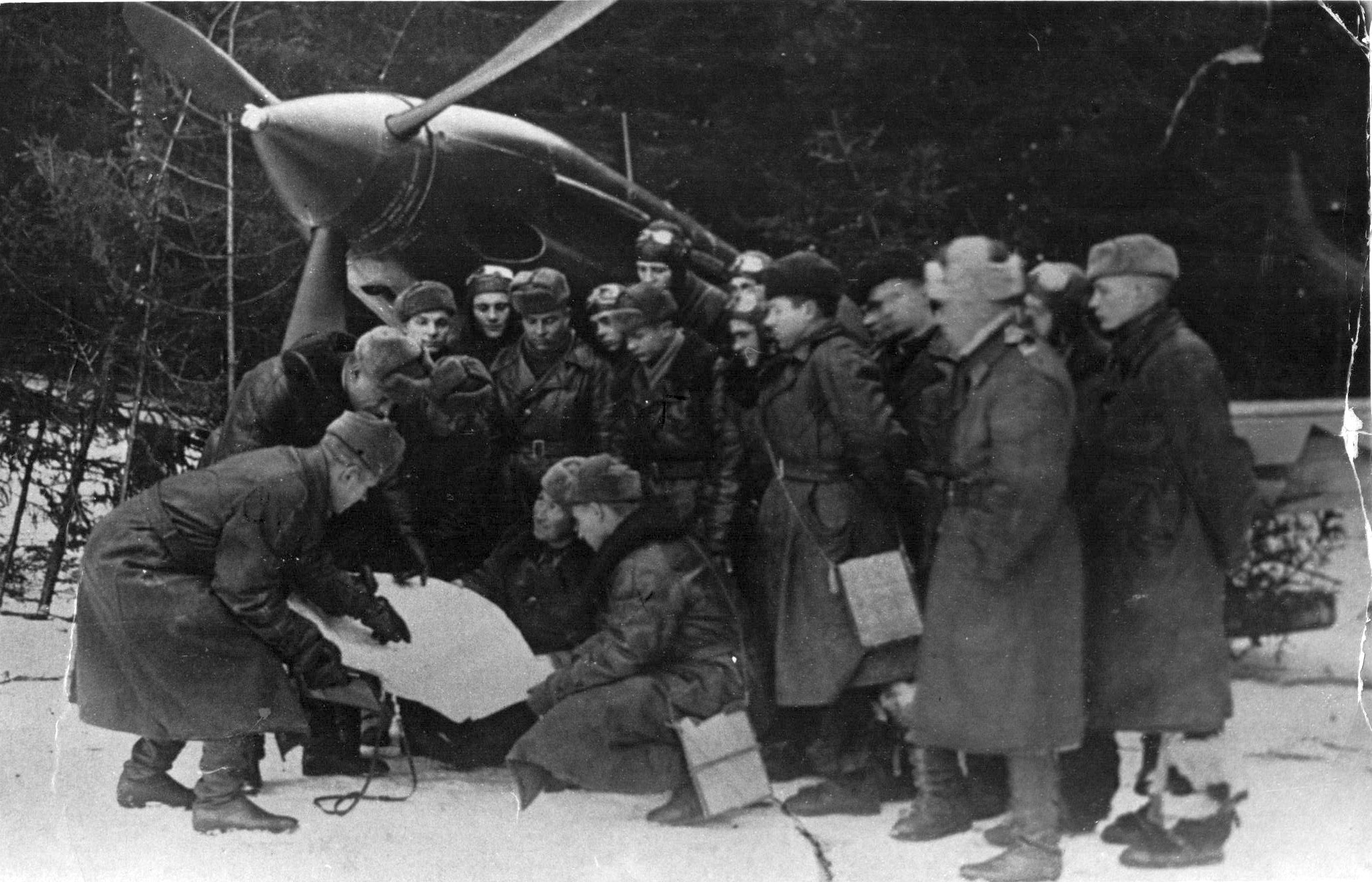 С.Ф. Долгушин с боевыми товарищами у самолета. 
военный самолёт СССР схема боевой окраски.