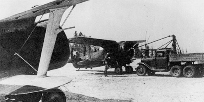 WWII Russian navy biplane photo